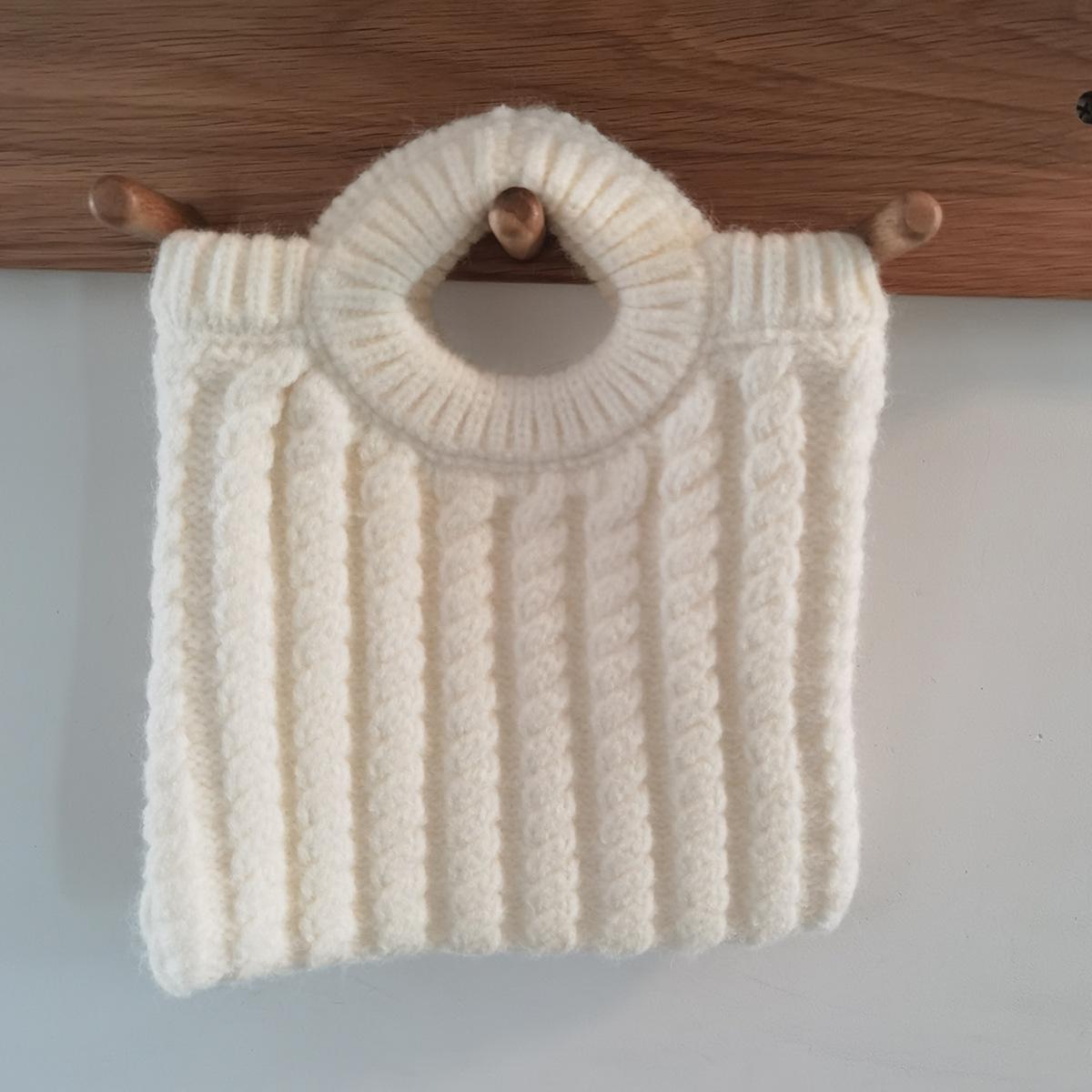 Вязаная сумка-тоут в корейском ретро-стиле - Ручная работа, шерсть, осень/зима, вязаная крючком сумка