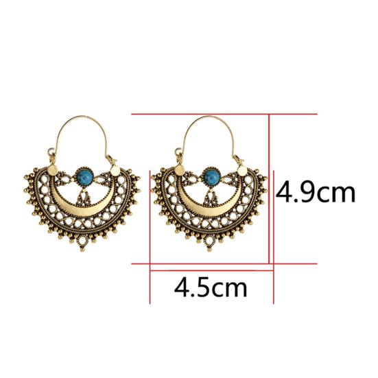 Ethnische hohle Muster künstliche Türkis Kronleuchter baumeln Ohrringe Frauen Geschenk