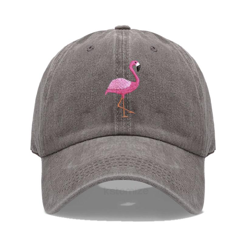 Animal Embroidery Flamingo Baseball Caps For Men Women Retro Soft Washed Cotton Dad Hat Snapback Cap Dropshipping