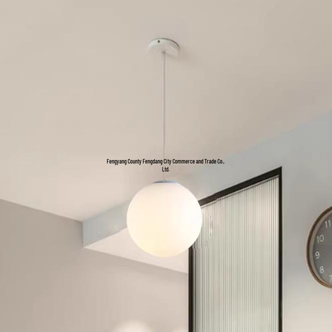Minimalist Rotating Stair Chandelier: Irregular Long Duplex Pendant with Large Round Ball in Cream