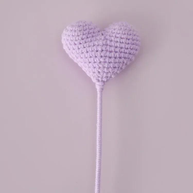 1PC Colorful Knitted Flowers Woven Hearts  Crochet Flower Bouquet Finished Handwoven Flowers Wedding Home Decor Friends Gift