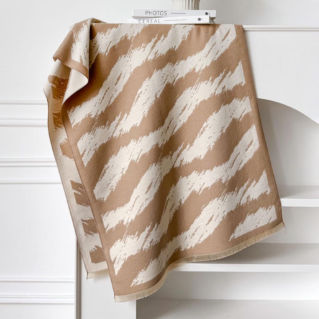 Elegant Women Streak Pashmina Scarves Fringe Wrap Winter Warm Fashion S Designer Cashmere Two-Sided Scarf Blanket Shawls