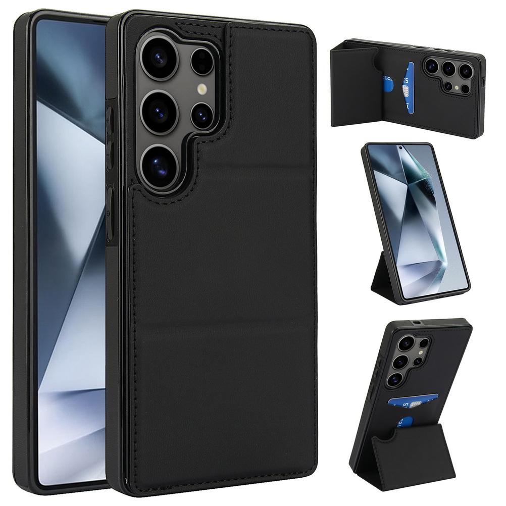 

Leather Tri-fold Magnetic Stand with Credit Card Slot Case For Samsung S25 Ultra S25 + Galaxy S24 FE S23 + S22 S21 S20 FE Cover Galaxy S23+
