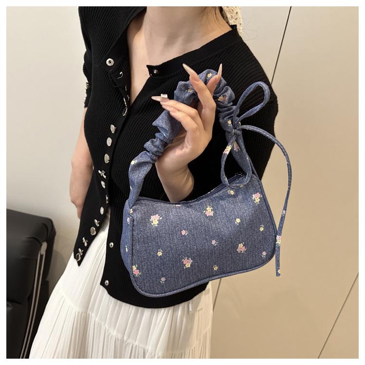 Sweet Japanese Style Cotton Crescent Bag Fashionable Women's Shoulder Handbag Casual Tote KTB