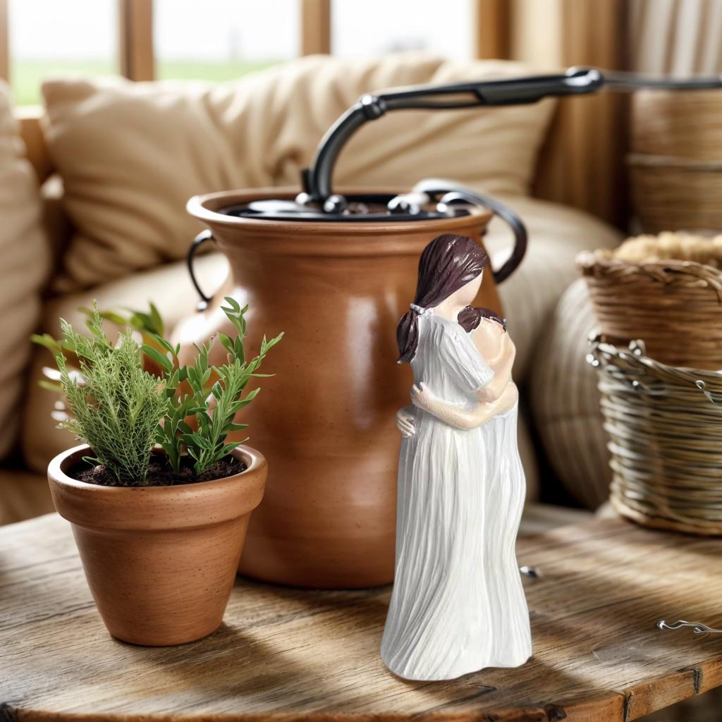 1 Piece of Nordic-Style Simple and Elegant Mother-Daughter Figurine, an Artistic Sculpture Expressing Family Affection for the Living Room or Study,