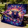 1pc Bull Artwork Throw Blanket Polyester Fiber, Lightweight Flannel, Soft & Warm, All Season Use for Outdoor, Camping Digital Print