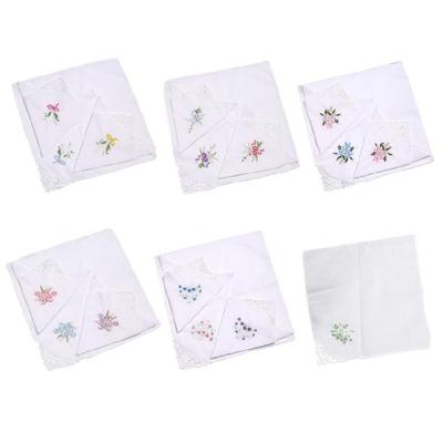 12 pezzi 28x28cm Fazzoletto da tasca con ricamo floreale per donna e uomo Cotone Fazzoletto Stampato Fazzoletto da sposo