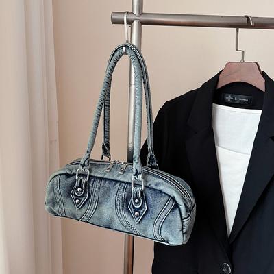 Handbag Wholesale 2025 New Casual Retro Niche Fashion Commuter Shoulder Underarm Bag Denim Bag
