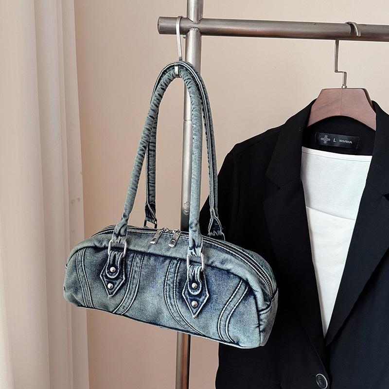 Handbag Wholesale 2025 New Casual Retro Niche Fashion Commuter Shoulder Underarm Bag Denim Bag