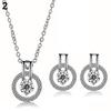 Kvinners Zircon Round Pendent Choker Chain Halskjede Øredobber Bryllupssmykker Sett