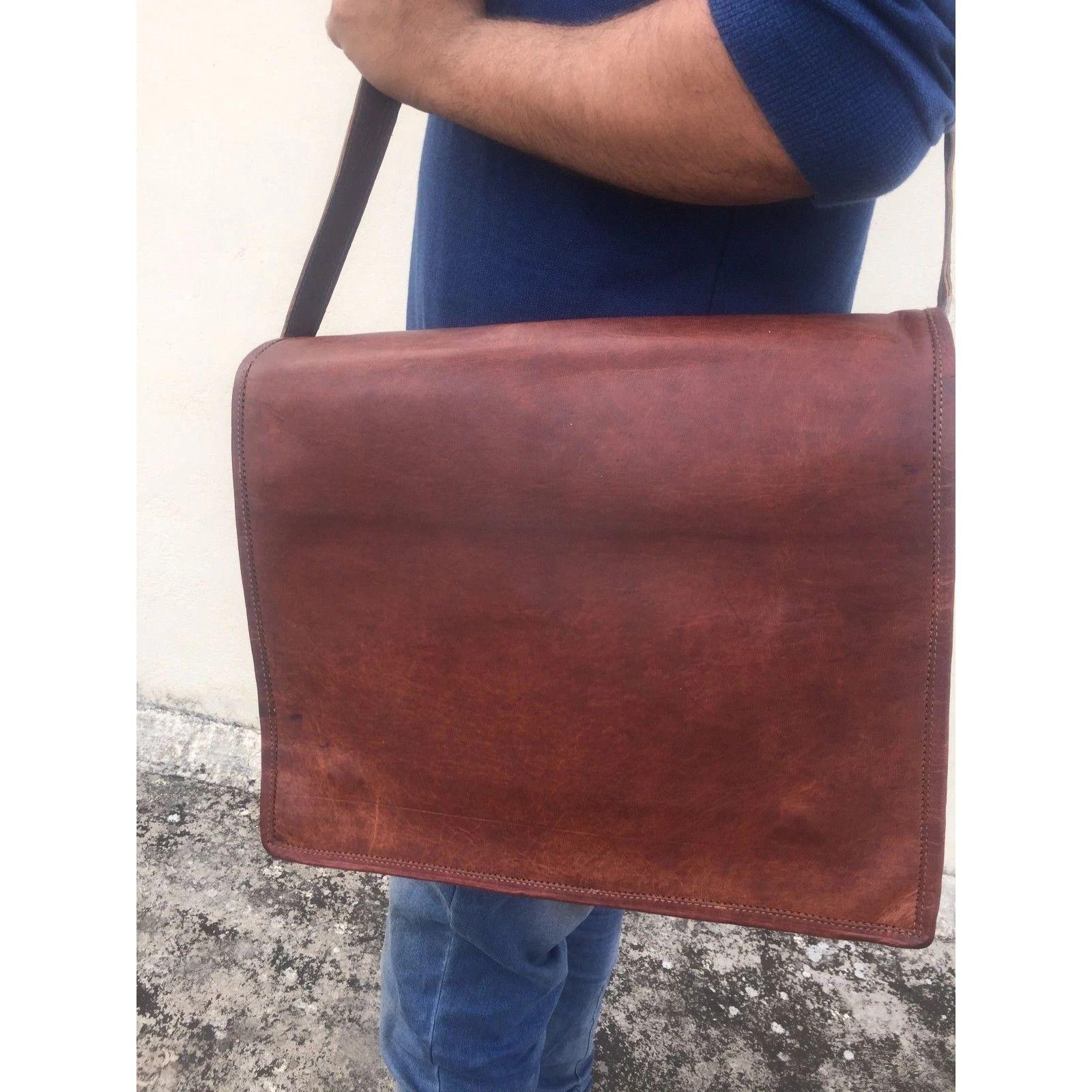 

Кожаная сумка Винтажная Сумка-мессенджер На плечо Мужская Сумка-сатчел S Сумка-портфель для ноутбука Школьная 15 x 11 x 4 in