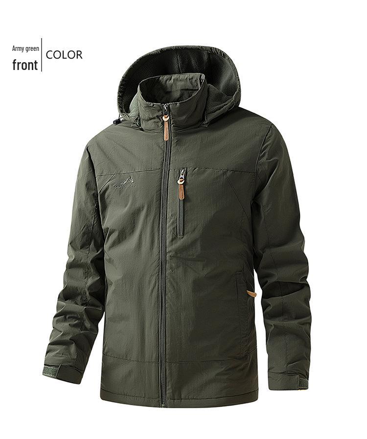 

Men s Outdoor Fleece-Lined Windproof Waterproof Jacket L
