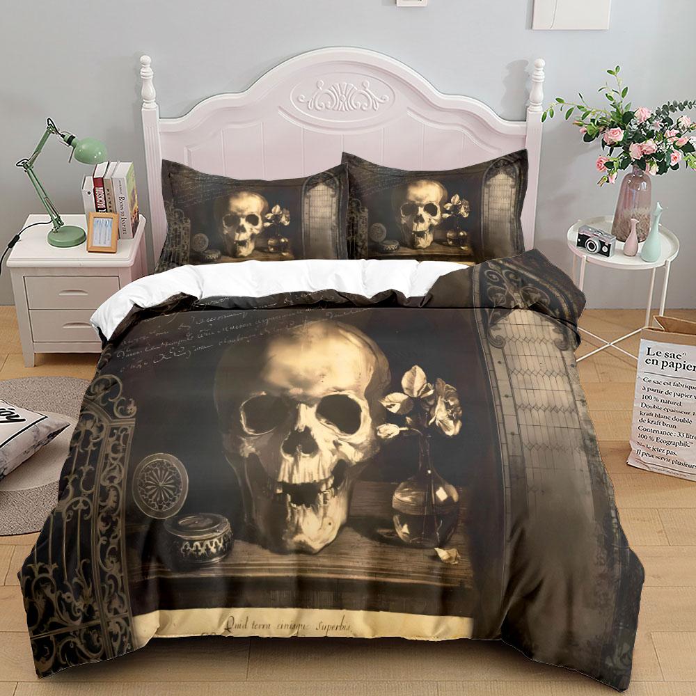 Allen Poe Skull Poster Duvet Cover Set King Queen Double Full Twin Single Size Bed Linen Set