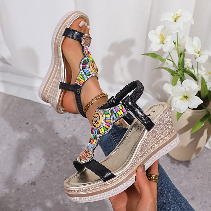 Dámské bohémské římské ploché nazouvací sandály Pohodlná letní obuv