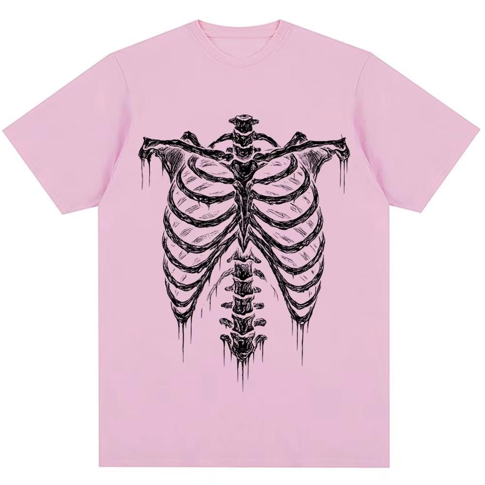 90s Vintage Style Rib Cage Graphic T Shirts Men Women Punk Y2k Harajuku Summer T-shirts Hip Hop Streetwear Oversized Tshirt