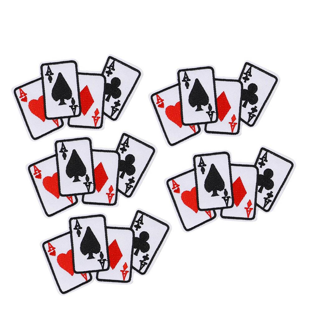 5pcs Poker Ace Clothes Patch Iron On Playing Card Applique DIY T Shirt Fabric Sticker