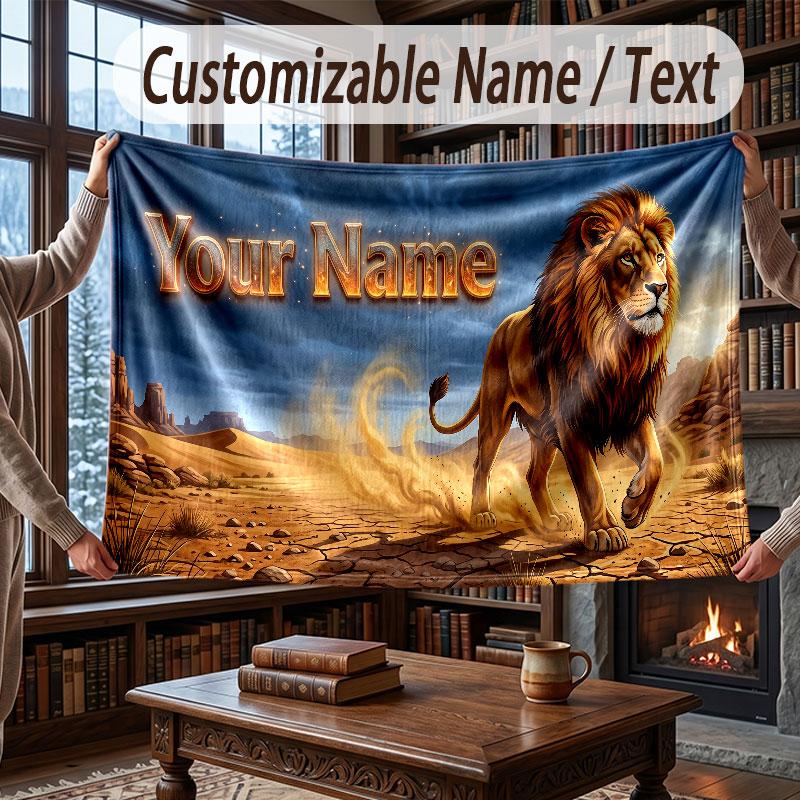 Mountain Landscape Theme Throw Blanket Custom Name Text Personalized Blanket Soft Cozy Blanket for Home Sofa Bed