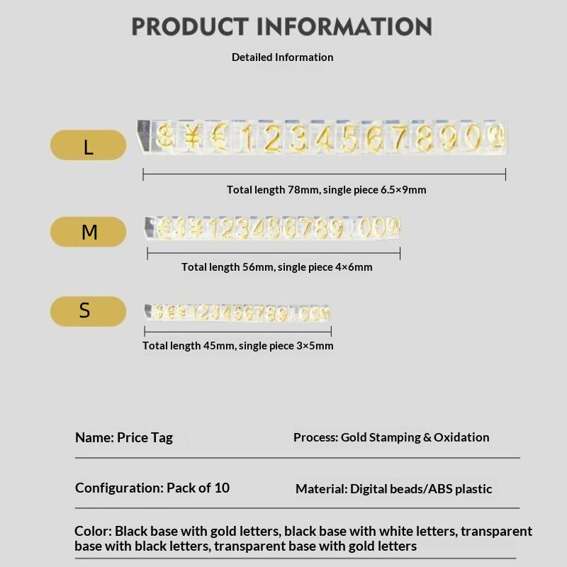 2Pcs Golden Silvery Black Number Letter Adjustable Mini Cube Price Tag Display Stand Tag Label Sets Of Number Labels