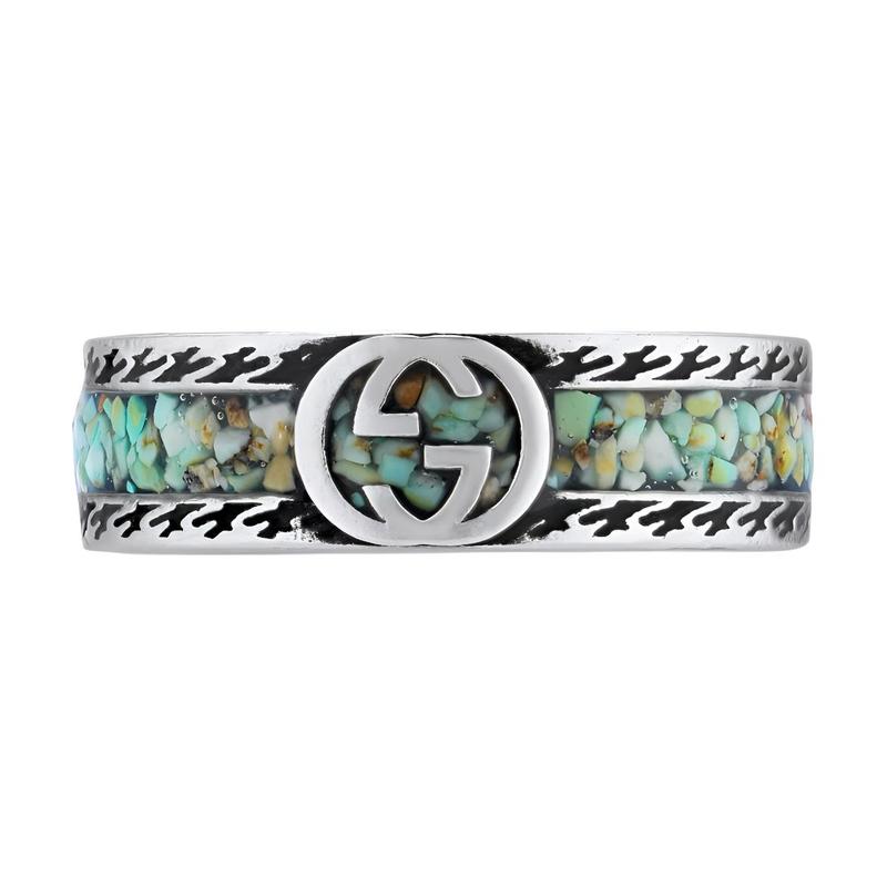 Gucci ring Double G Series Accessories Interlocking Double G Stone Pattern 925 Silver 21 серебряный