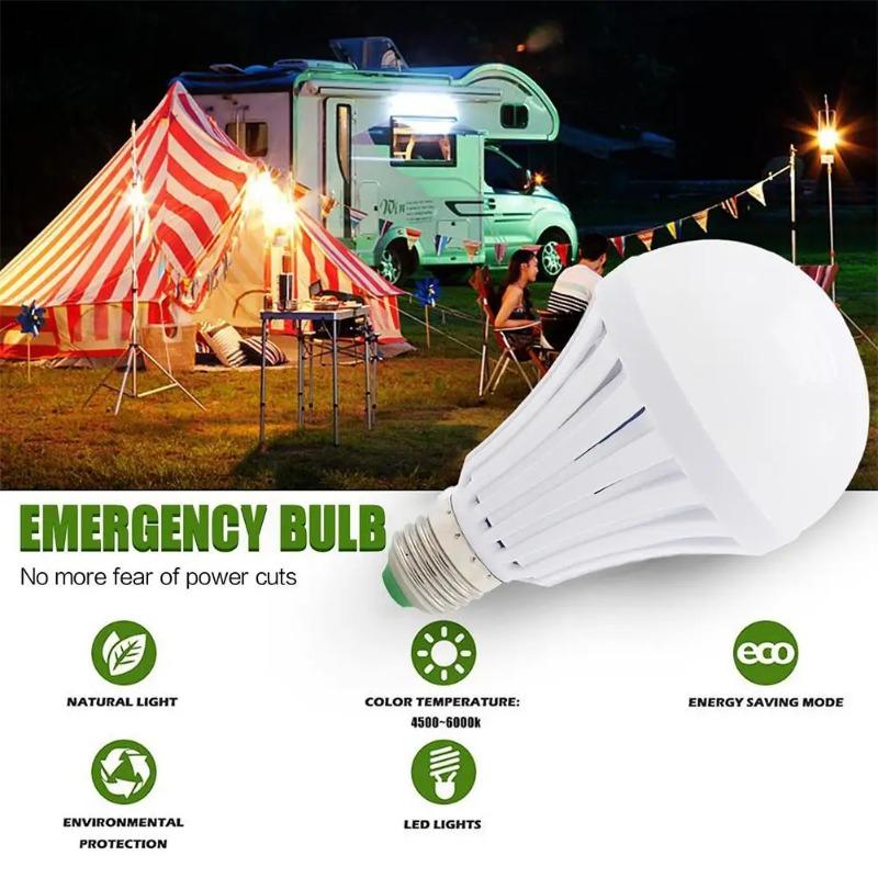 E27 Emergency LED Light Bulb 5W/7W/9W/12W/15W Rechargeable 1200mAh 6000K Battery 220V for Camping Tent Lamp Outdoor Lighting