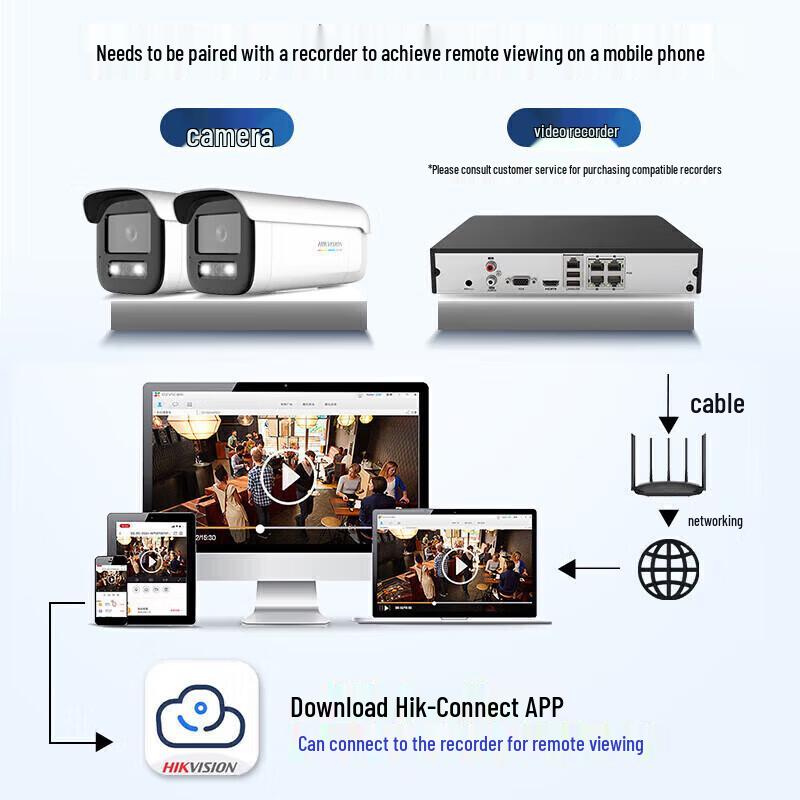 HIKVISION 4MP Smart Full-Color PoE Bullet Network Camera CN plug (adapter included)