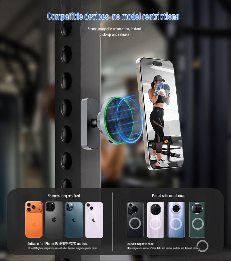 Dual-Sided Magnetic Wireless Charger & Phone Holder for Gym and Golf Cart