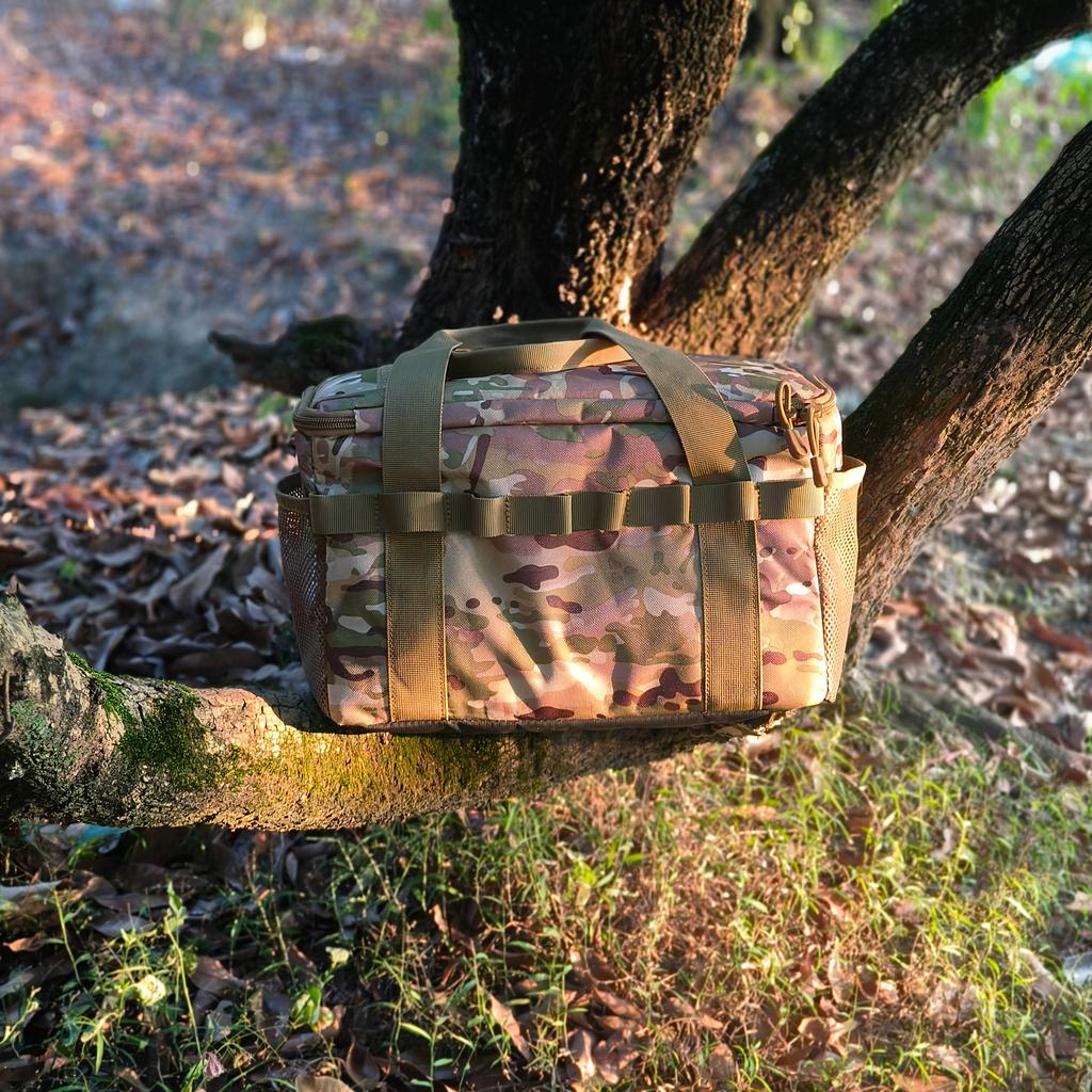Outdoor Camping Tactical Bag - 14L Large Capacity Multi-Functional Tool & Picnic Gear Organizer with Multiple Compartments Black