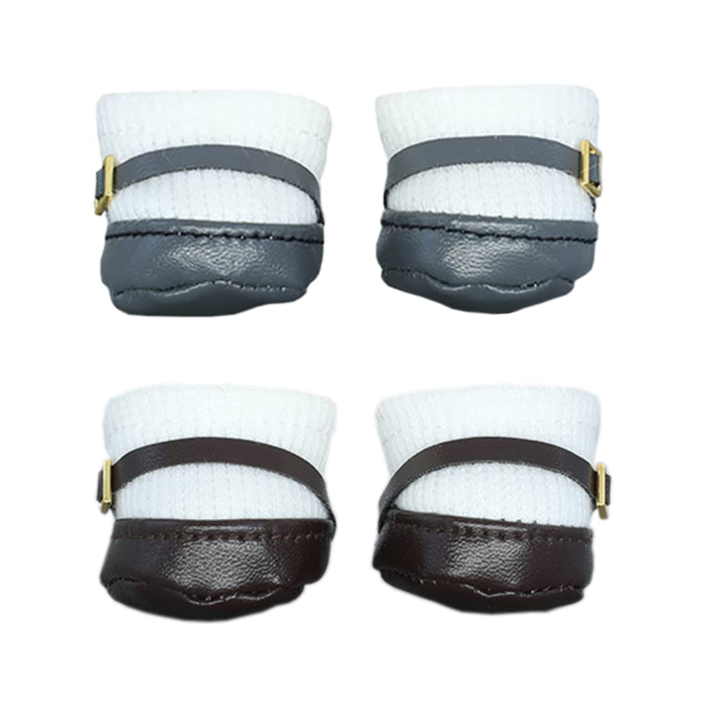 

niannyyhouse 20cm Cotton Doll Shoes - Small Square Shoes for Plush Toys - Leather Shoes 2 - Dress-up Doll Accessories (Grey + Coffee)