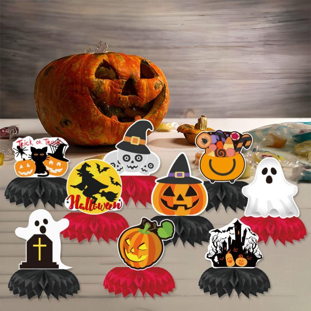 9Pcs/Set Gothic Style Halloween Honeycomb Decorations 3D Honeycomb Centerpieces  Indoor Decorations