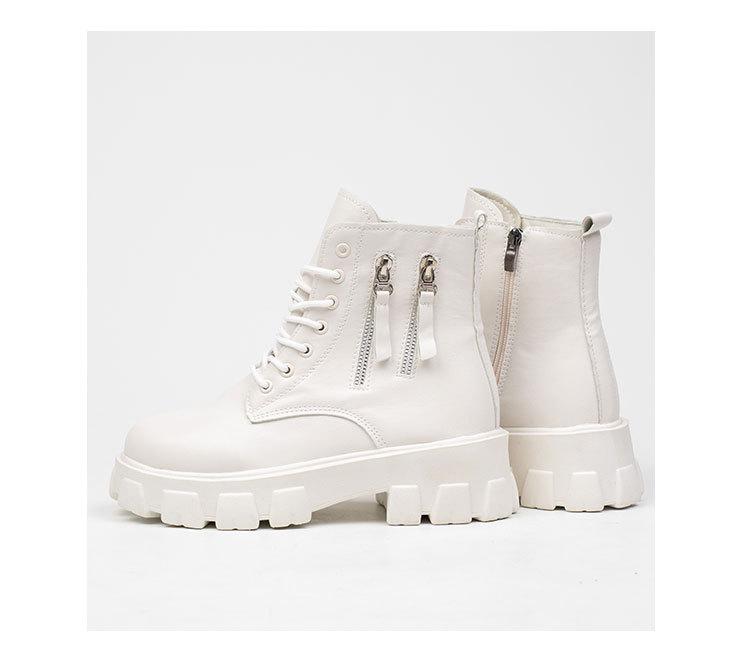 Women's Height-Increasing Martin Boots: Korean Style, Plus Velvet, Autumn/Winter, Thick Sole, Mid-Calf, Plus Size, Cotton.