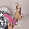 2026 Summer New Women Rhinestones High Heels Sandals Transparent Strap Party Shoes Women Fashion Crystal Heeled Slippers