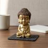 Seated Buddha Figurine Copper Meditation Statue Toned Base Meditating for Desk, Car