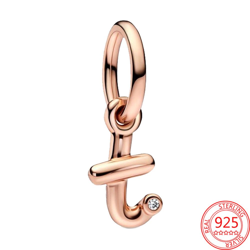 Argint Sterling S925 Charm Pandantiv Alfabet Script Litere A-Z Potrivit Brățară Originală Colier DIY Bijuterii