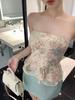 Women's French Floral Hollow-Out Bandeau Vest - Slimming Summer Chic Backless Top