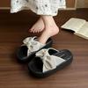 Thick-bottomed Bow One-word Women's Summer 2025 New Fashion Versatile Trend Wear Sandals Casual Slippers