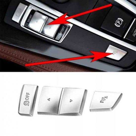 Side Button Cover Trim For BMW 7 Series Console Gear Shift Matte Silver 2009-15