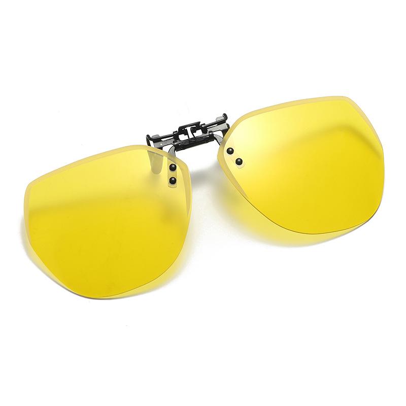 New Polarized Sunglasses Lens Clip On Glasses Night Vision Yellow Women Men Square Sun Glasses With Clips Unisex Clips