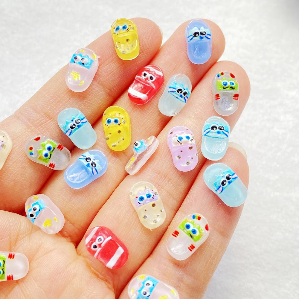 

50pcs Resin Cute mini Cartoon Animal Slippers Art Nail Flatback Rhinestone Applique DIY Wedding Scrapbook Decor Craft