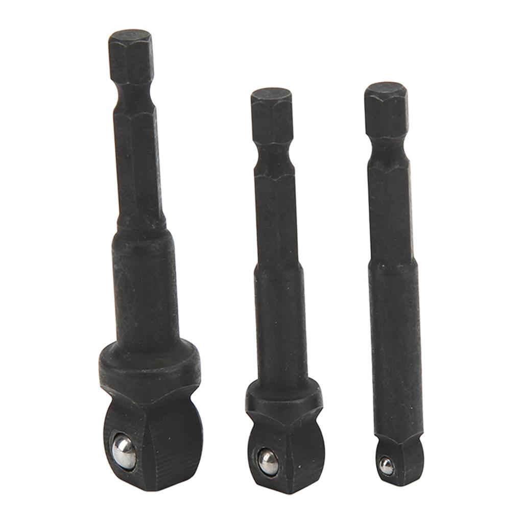 3Pcs Socket Adapter 12in 38in 14in Hex Shank Chrome Vanadium Steel Tool Set Kit