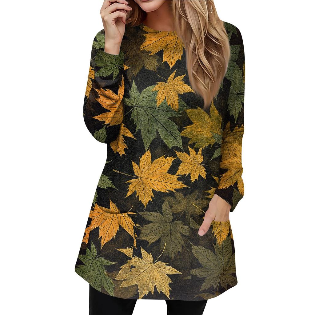 Women's Sweatshirt Pullover Sportswear Pocket Print Casual Round Neck Long Sleeve Top