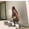 Plus Size Autumn Women's Korean Style Wool Coat Long Length Overcoat for Large Size (200 lbs) Loose Cape