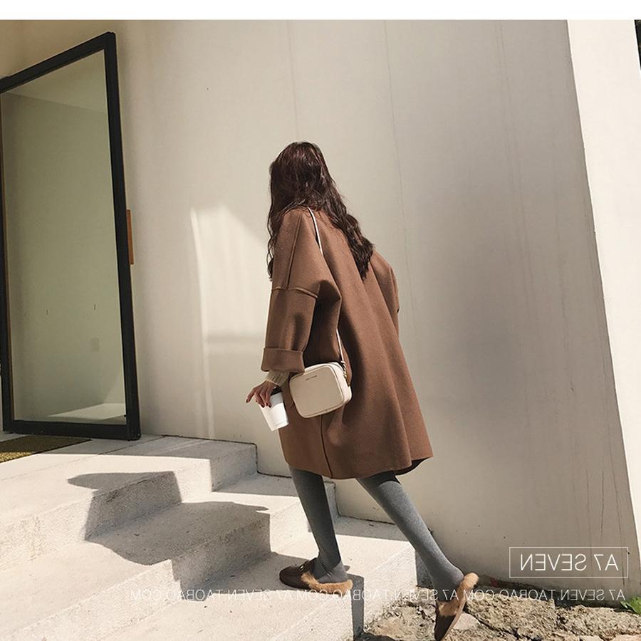 Plus Size Autumn Women's Korean Style Wool Coat Long Length Overcoat for Large Size (200 lbs) Loose Cape