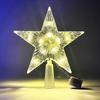 LED Star Tree Topper with String Lights - Battery Operated, Copper Wire, Warm Atmosphere, Flashing Five-Pointed Design.