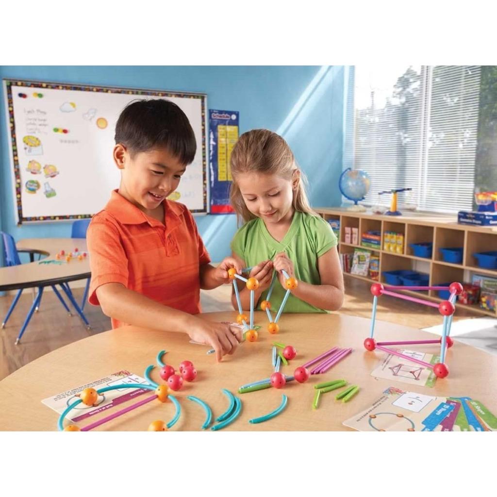 Learning Resources Math Educational Material: Insert and Connect to Create 3D & 2D Shapes (129 pieces) - Ages 6 and Up - LER1773 (Authentic Product)