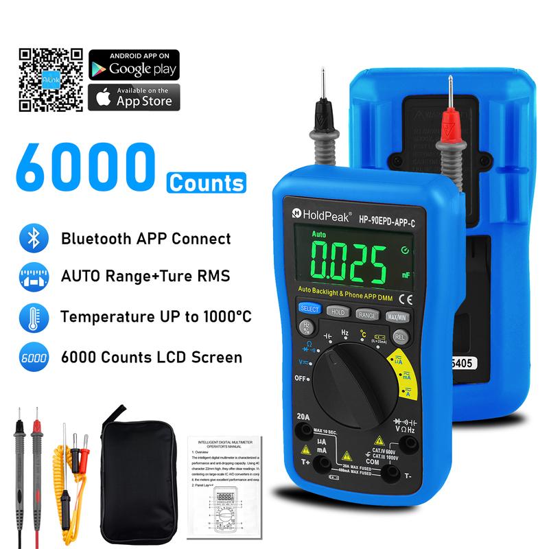 HP-90EPD-APP-C DIGITAL MULTIMETER,Real effective value automatic range digital multimeter with APP function,6000counts digit LCD