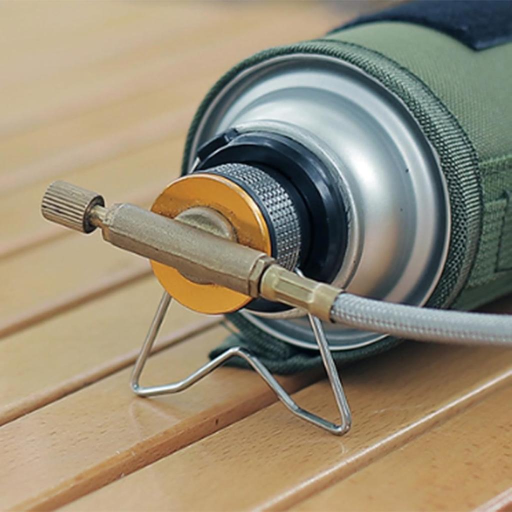 Butane Adapter With Bracket Outdoor Butane Gas Conversion Joint Camping Stove Adapter Screw Valve Output Nozzle Bottle Adapter