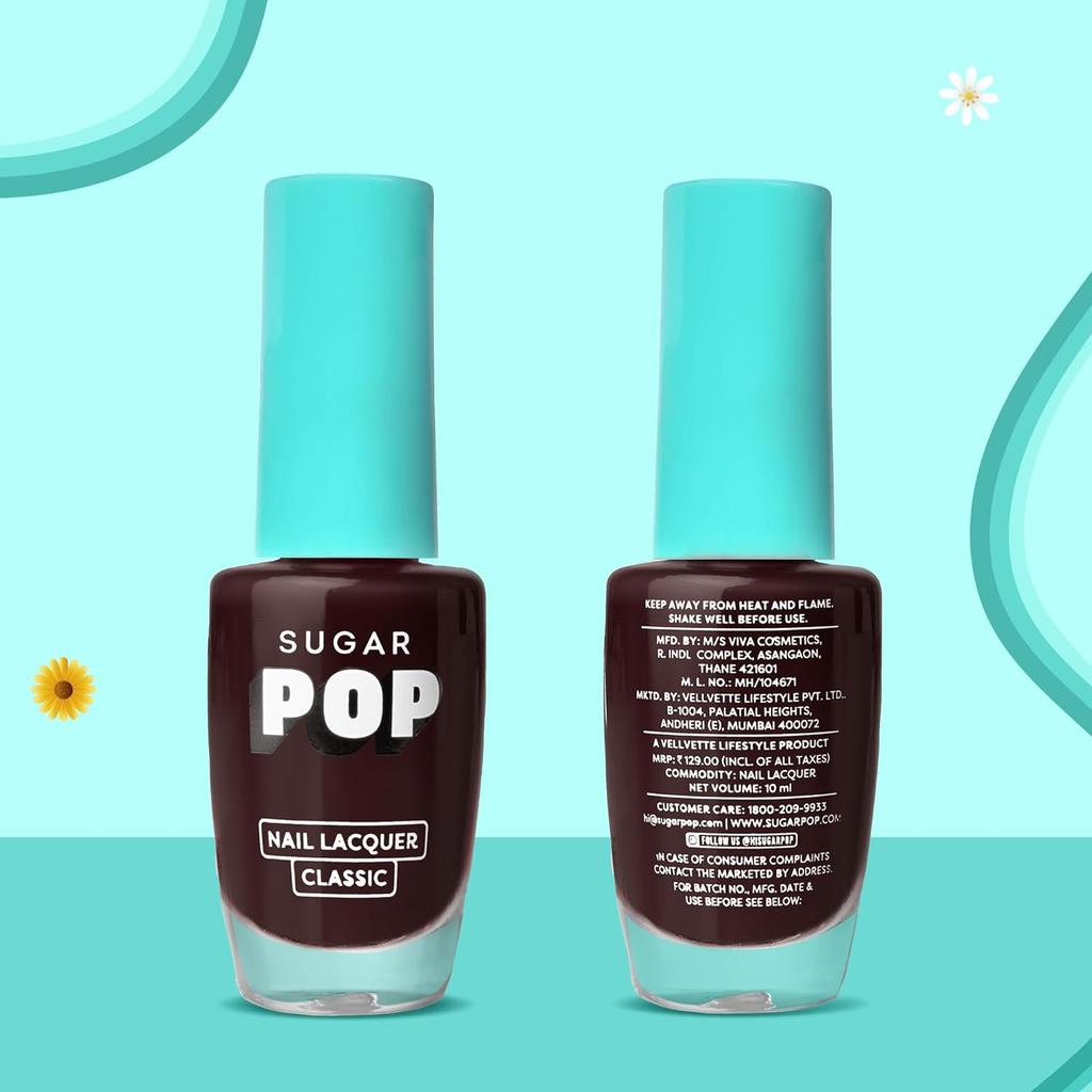 SUGAR POP Nail Lacquer Red Claret Glossy Finish Nail Polish Long Lasting Quick Dry Chip Resistant Manicure For Women 10 Ml