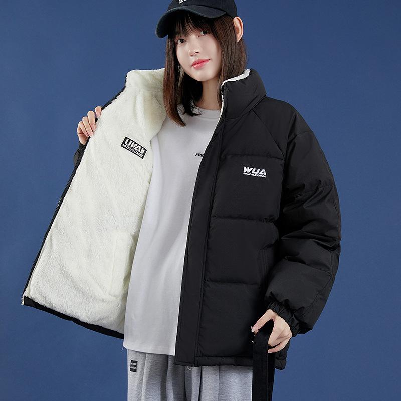 

Wearing Lambswool Coats on Both Sides of The New Winter Clothes Korean Version of Loose Plush Bread Clothes Students Warm Cotton-padded Clothes. XXL чёрный