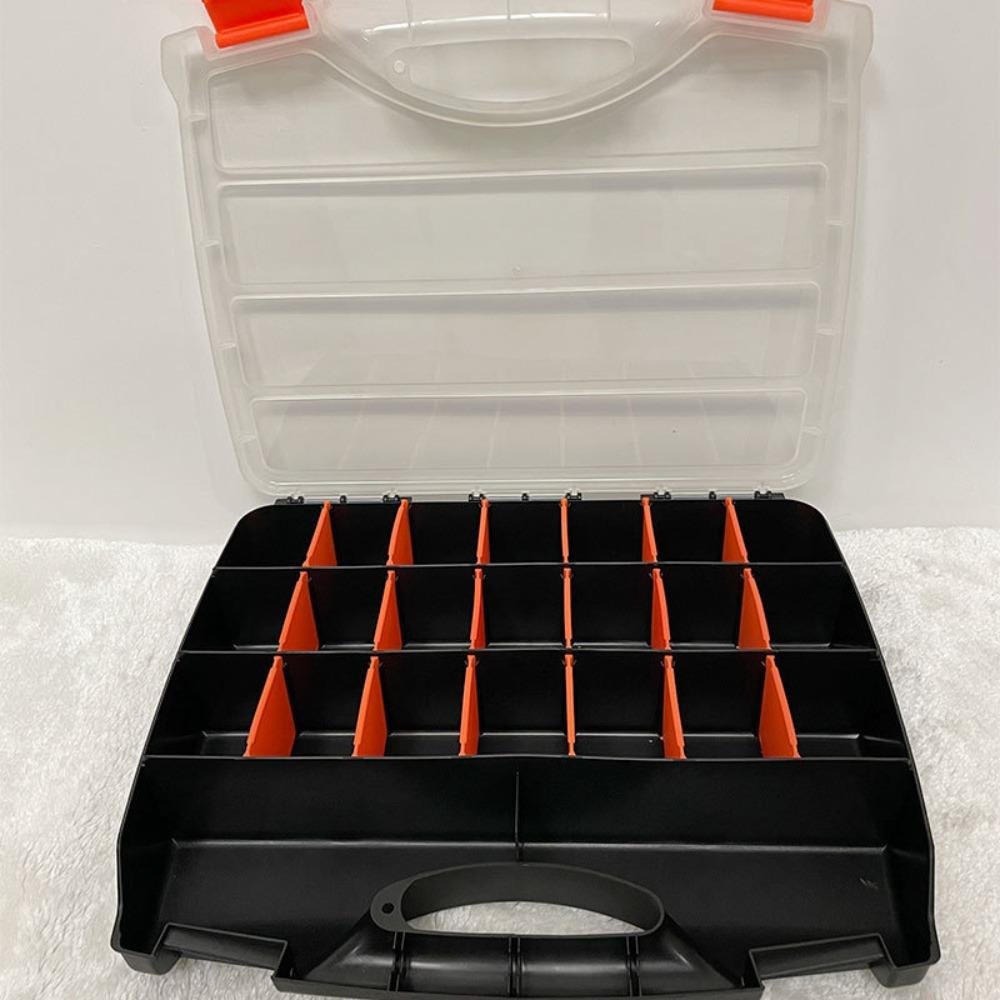 15 Inch Portable Plastic Tool Parts Box PC Organizer Adjustable Detachable Chest Case for Tool Hardware Fastener Screw