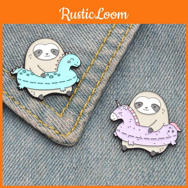 Charming Cartoon Sloth Enamel Pin In Mint Green Ideal For Stylish Lapel Accessories